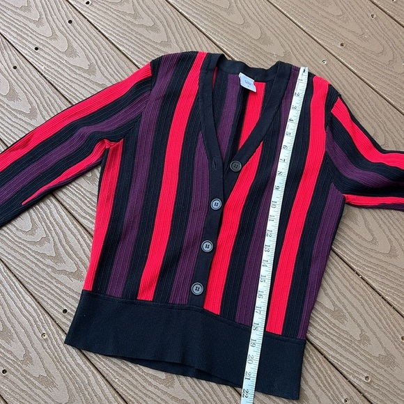 Cabi black purple, red button down cardigan style sweater top SZ M - Picture 8 of 9